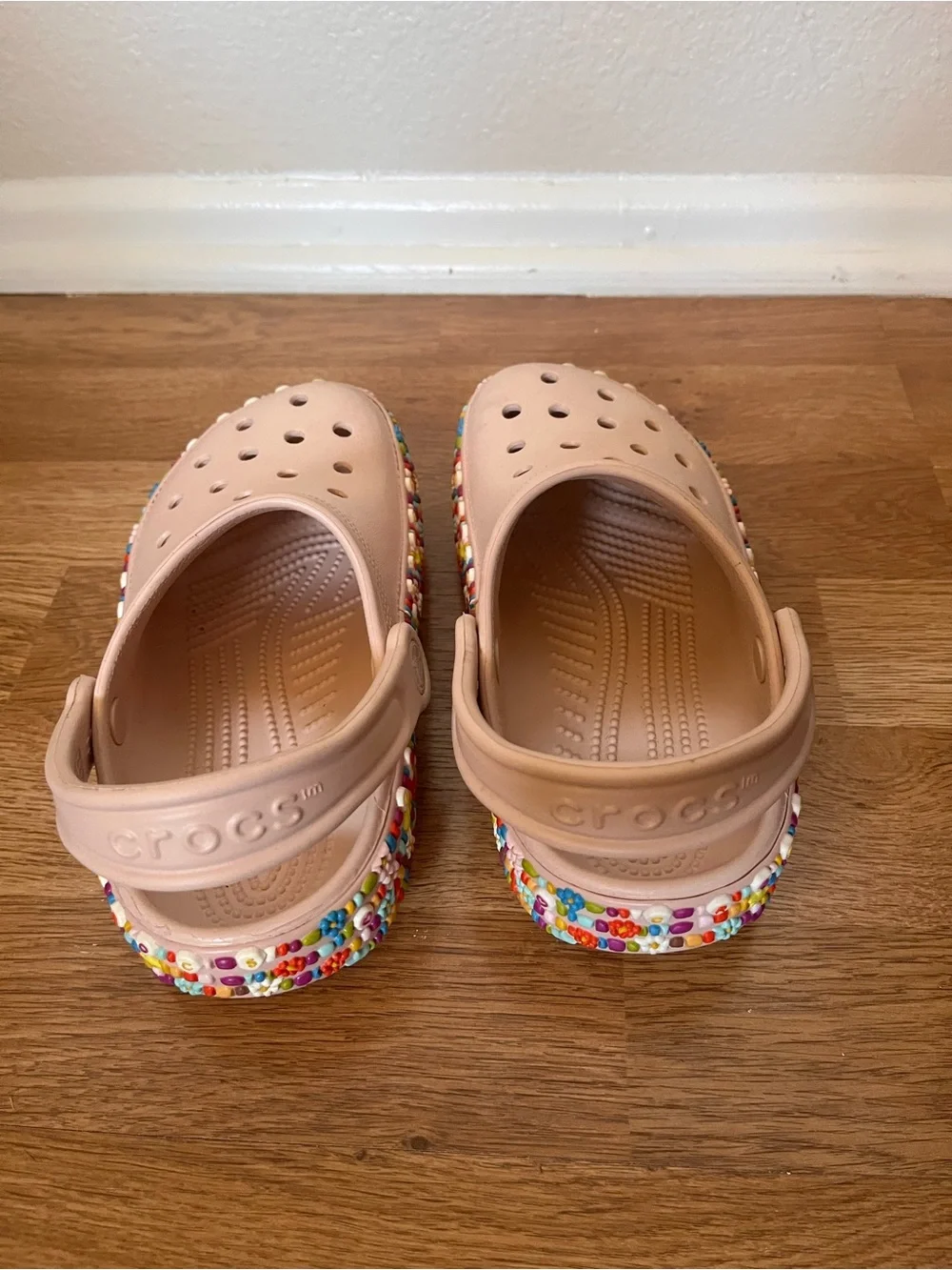 CROCS Kids Light Pink Beaded Clog Sandals - Size J1